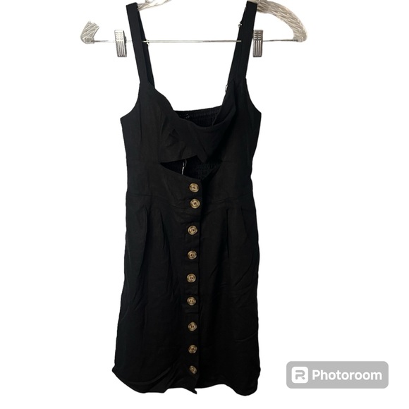 Forever 21 Button Down Black Dress womens size small - Picture 3 of 5